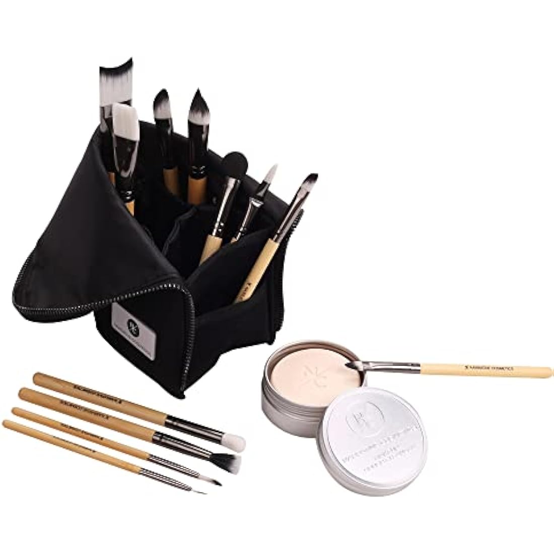 Essential SFX Makeup Brush Kit - 12 Piece Special Effects Set with Vanilla Fragrance Brush Soap Cleanser & Standing Makeup Brush Bag - Film, Theater, Halloween - Collection #2