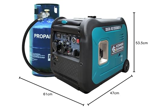 Könner & Söhnen KS 3100iG S portable LPG/petrol inverter generator 3100 W,UK Plug Socket 1x13 A (230 V), 2 USB ports,copper winding,silent inverter generator,dual fuel generator