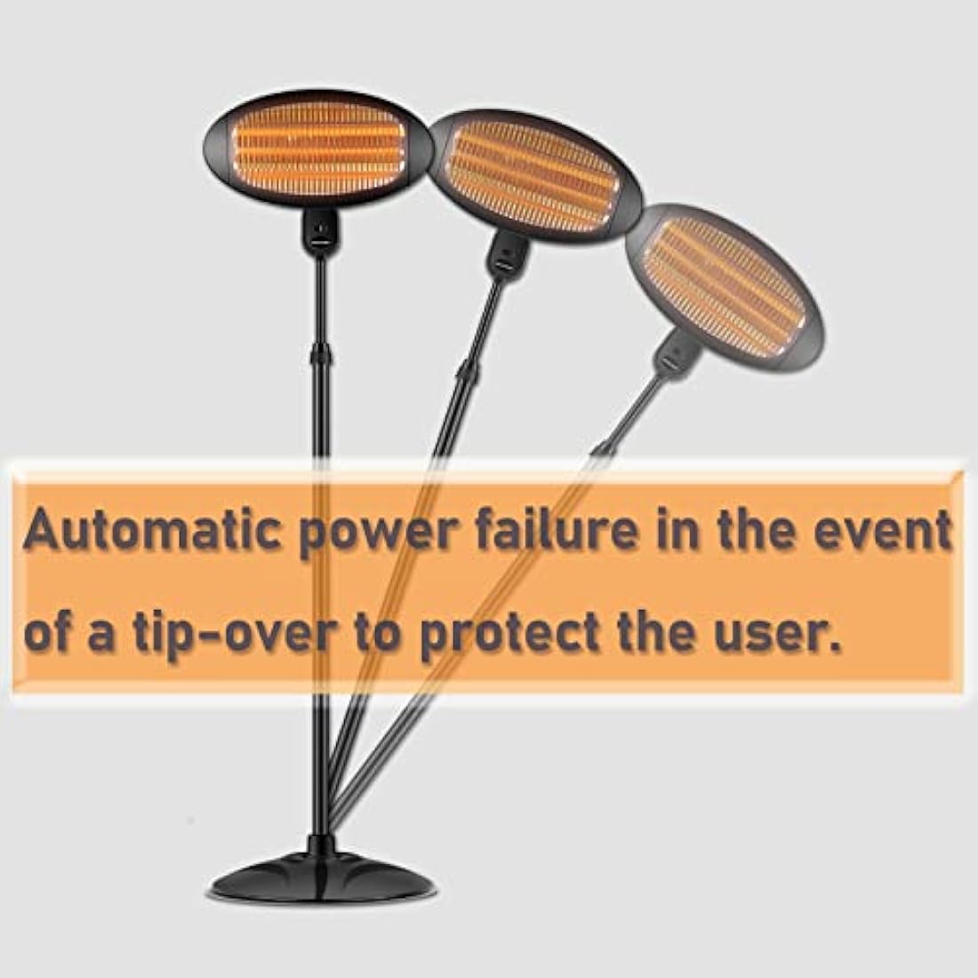 DONYER POWER Electric Quartz Patio Heater Garden Heater Waterproof Outdoor Free Standing 2000W