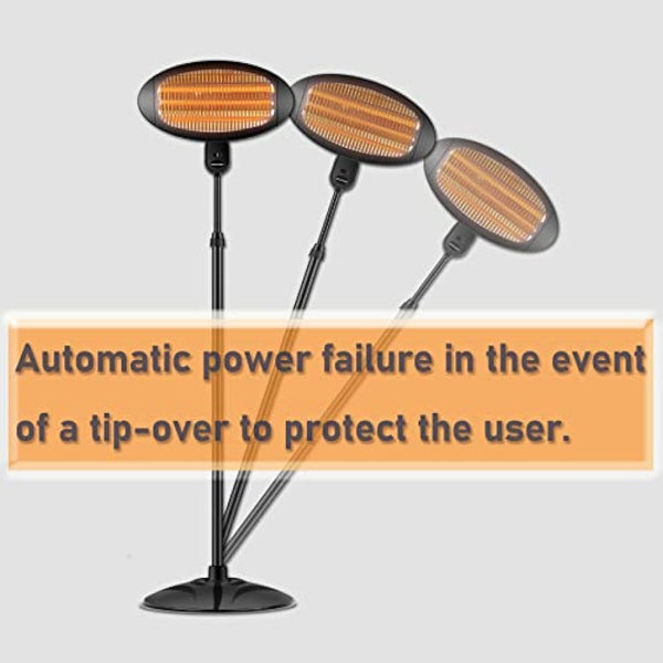 DONYER POWER Electric Quartz Patio Heater Garden Heater Waterproof Outdoor Free Standing 2000W