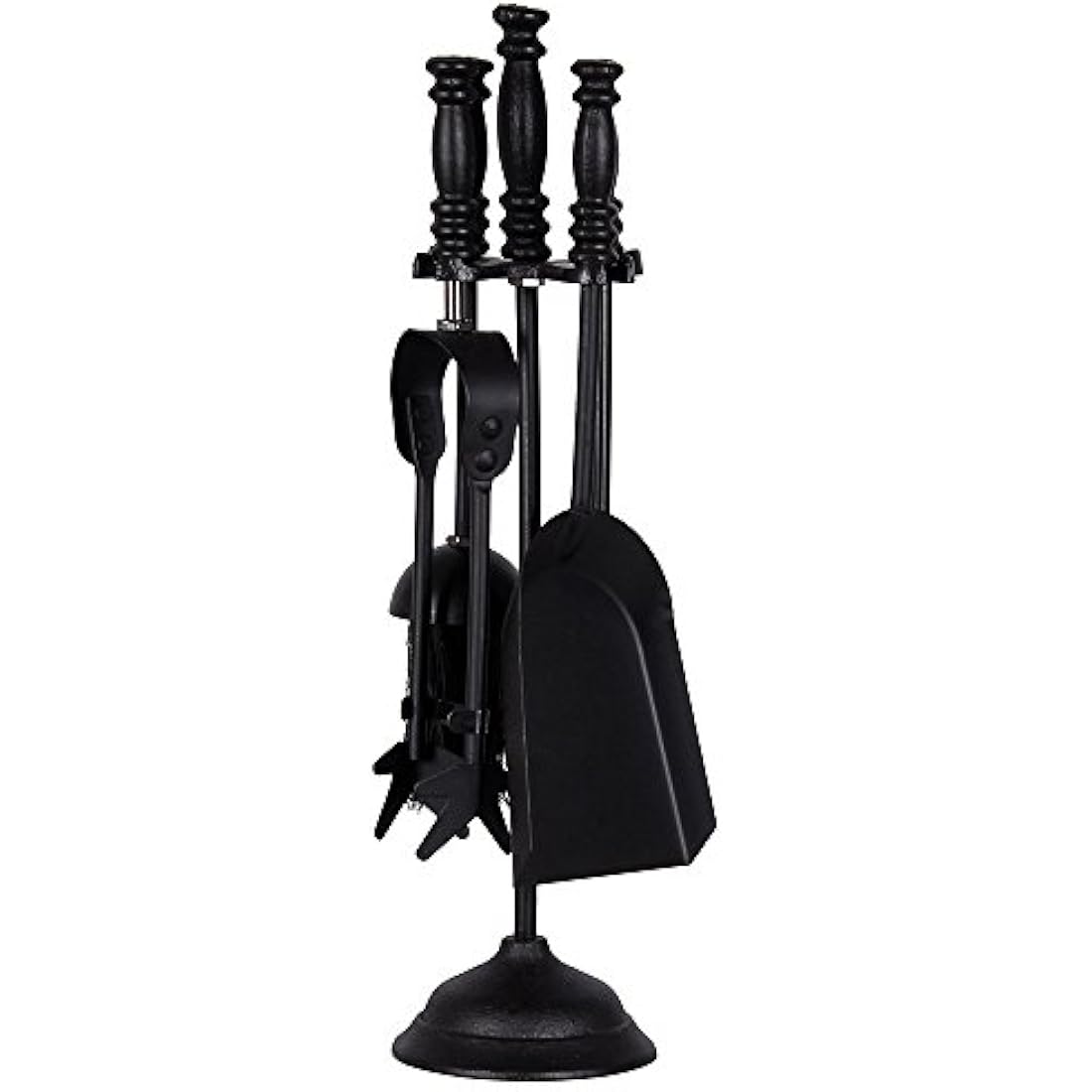 Fire Vida 5 Piece Malham Fireplace Companion Set - Black Steel Fireside Tool Kit with Stand - Includes Poker, Tongs, Brush & Shovel - Ideal for Fireplaces, Wood Burners & Fire Pits