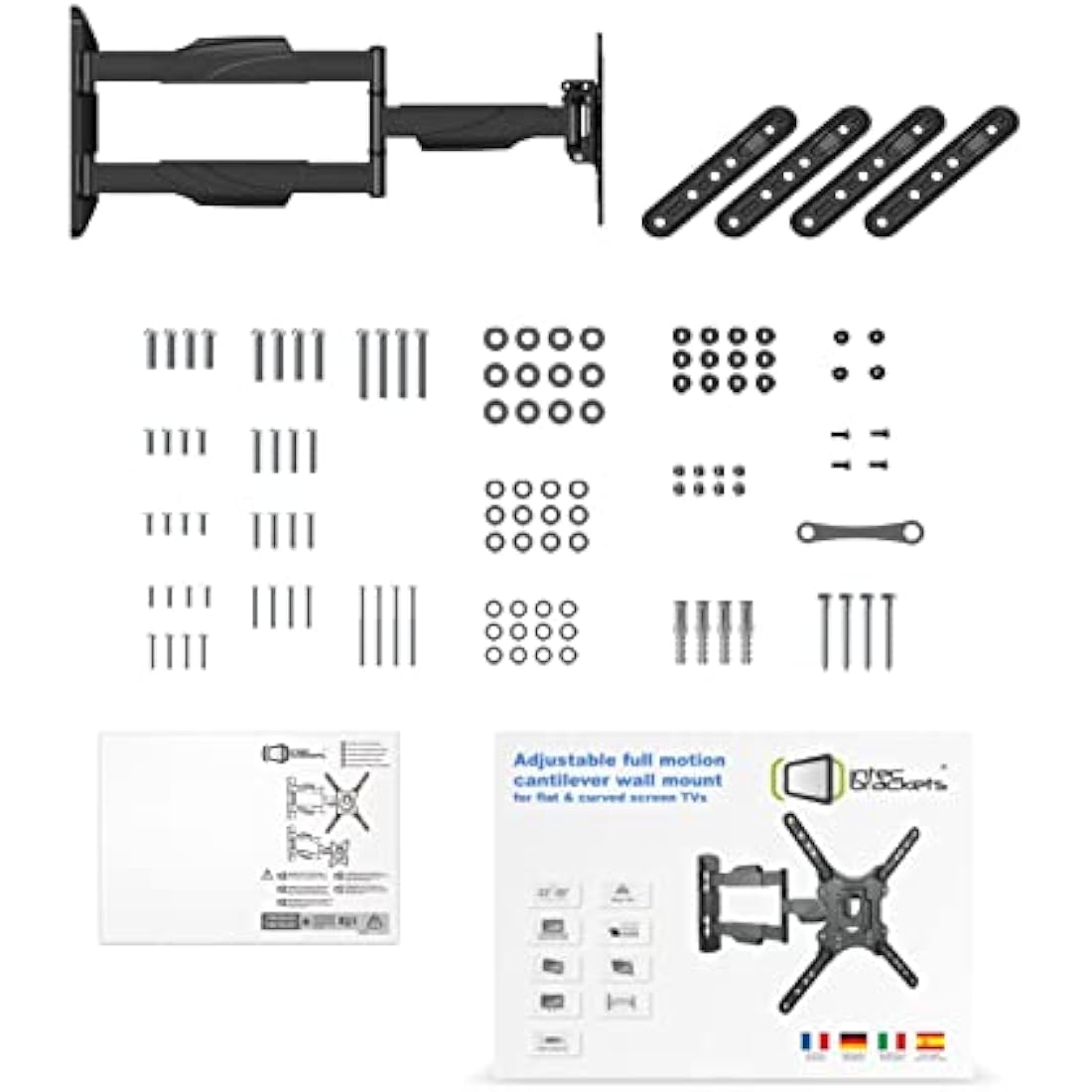 Intec brackets - Long 610mm Reach Ultra Slim Fitting Strong Cantilever Tilt and Swivel TV Wall Mount Bracket Fits 42” – 55” TV's with VESA Fittings of 300x300 and 400x400