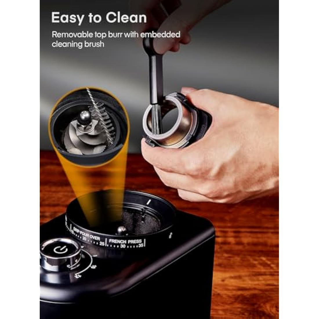 FOHERE Conical Burr Coffee Grinder Electric, Coffee Bean Grinder with 35 Precise Grind Setting, Adjustable Burr Grinders, Anti-static Burr Coffee Grinder for Espresso, Drip Coffee, French Press, Black