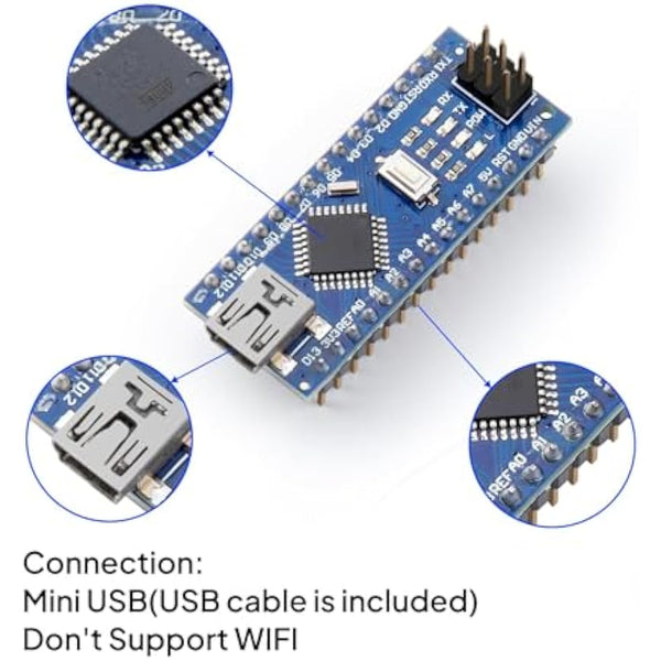 ELEGOO Pre-soldered Nano Board CH 340 with USB Cable Compatible with Arduino (Nano x 3 with USB Cable)