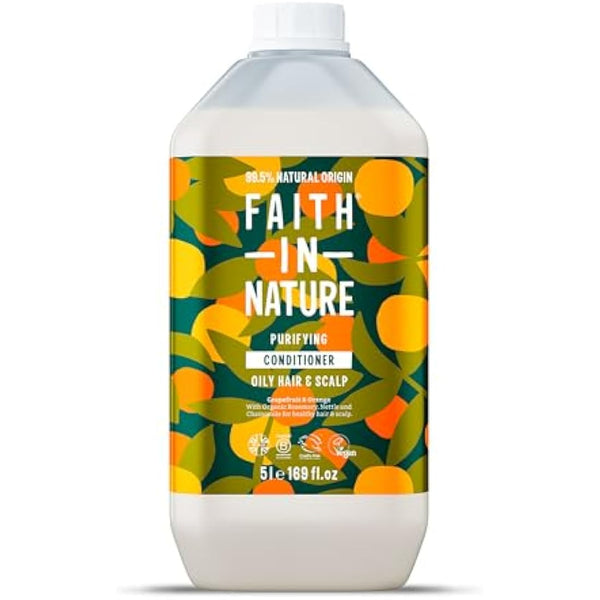 Faith In Nature Natural Grapefruit & Orange Conditioner, Purifying for Oily Hair & Scalp, Vegan & Cruelty Free, No SLS, Silicones or Parabens, 5L Refill Pack