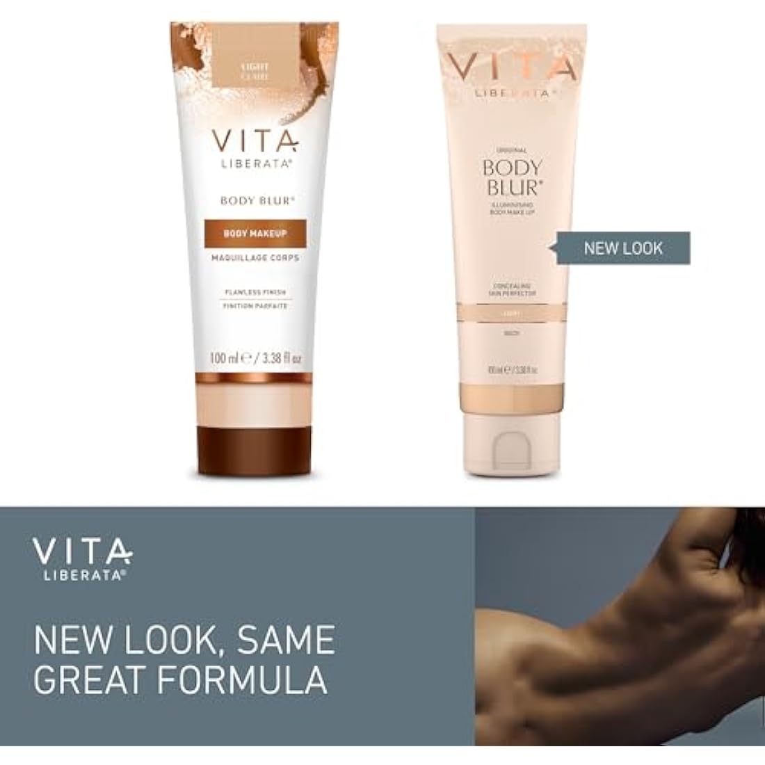 VITA LIBERATA Body Blur Light 100ml & Mitt Bundle, Leg & Body Makeup, Skin Perfector, Wash Off Instant Tan, Streak Free Application Blending Brush, Water resistant, Disguise Imperfections