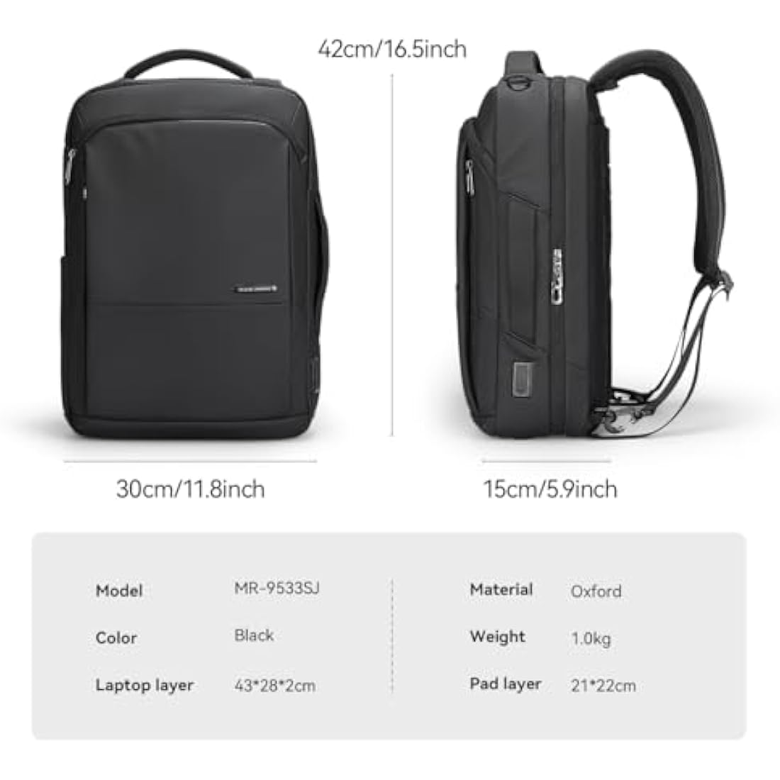 MARK RYDEN 3 in 1 Laptop Backpack for Men, 15.6 Inch Business Handbag, Briefcase, Lightweight Sling Bag With USB Port