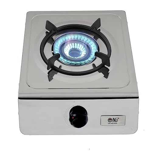 NJ-100SD Indoor Gas Stove - Single Burner Portable Gas Hob LPG Cooker Caravan Cooktop Stainless Steel Freestanding Table Top for Home Kitchen Camping