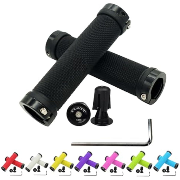 PLATT Bike Handlebar Grips with Aluminum Lock Non-Slip Rubber Bicycle Handle Grip for MTB/BMX