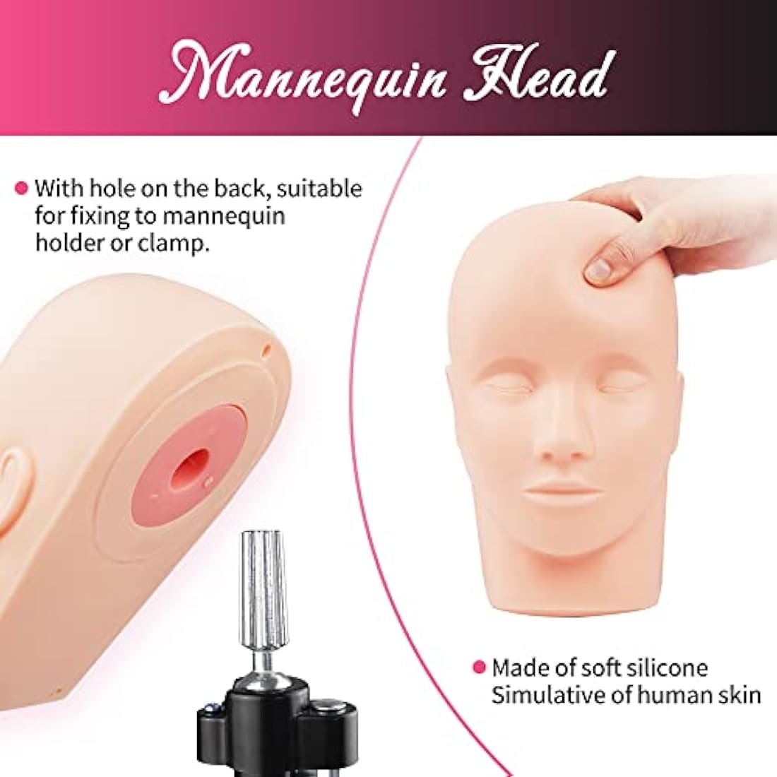 Beauty7 Eyelash Extension Mannequin Head Silicone Face with Detachable Eyelids, Washable Simulation Silicone Eyelash Practice Face Makeup Training Skin