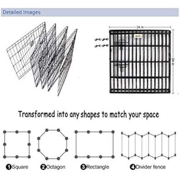 Doggy Style 8 Panel Playpen Suitable for Dogs Puppies Cats & Rabbits Foldable Ideal for Indoor/Outdoor use Puppy Play Pen (Small, 8 Panel Light/Lge Door/Black)