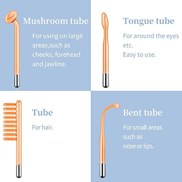 High Frequency Facial Machine, TUMAKOU Professional Portable Handheld Neon HF Face Wand, Light Therapy Facial Skin Tightening Machine Device with 4 Different Tubes
