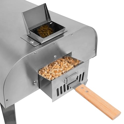 George Foreman Outdoor 12 Inch Wood Pellet Portable Wood Fired Pizza Oven Stainless Steel with Paddle and Carry Bag, BBQ Oven & Smoker, Foldable Legs GFWPPO1SSPC