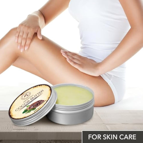 Cocoa Butter 400g - Unrefined - Pure & Natural - Cocoa Butter for Beauty Care - Moisturiser for Hair - Skin - Lips - Face - Body - Massage - Good for Beauty