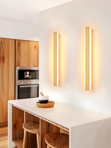 LUOLONG LED Wall Light Wood Long Wall Lamp Bamboo 80cm Indoor Lamp 3000K Wall Lights 25W Modern Interior Lighting Bedside Lamp Hallway Lamp Wall Lamp for Bedroom Living Room Staircase