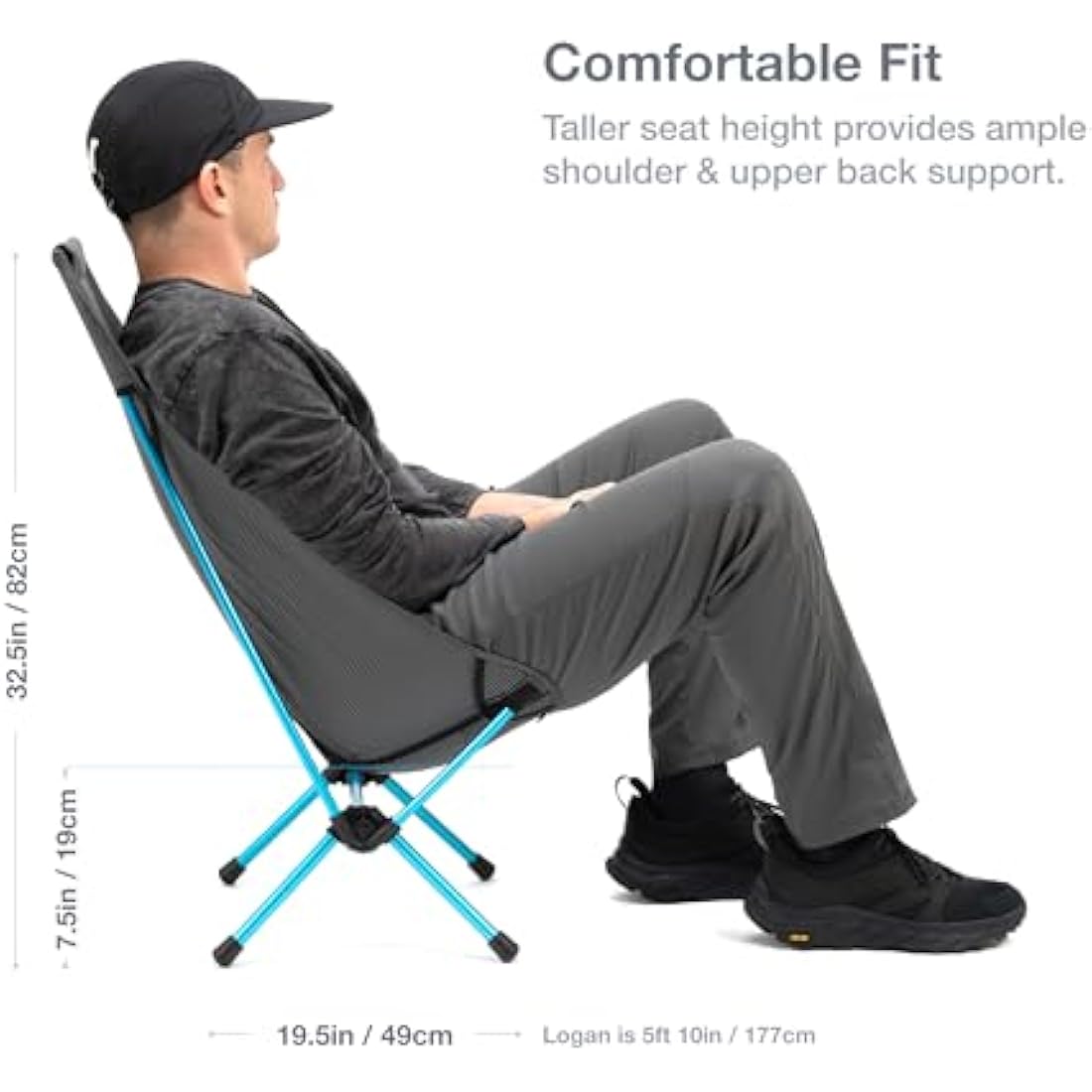 Helinox Chair Zero Ultralight Highback Backpacking Chair, Black