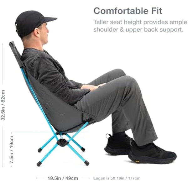 Helinox Chair Zero Ultralight Highback Backpacking Chair, Black