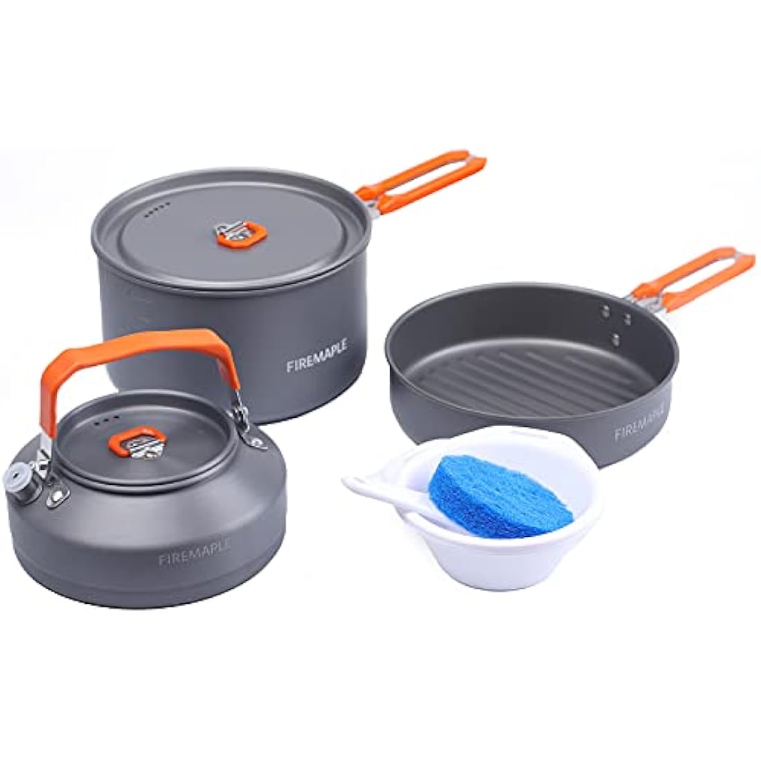 Fire-Maple Feast 2 Camping Cookware Set | Outdoor Cooking kit with Pot Kettle Pan Bowls and Spatula | Kitchen Utensils for 1 to 3 People Backpacking Trekking Hiking Fishing Picnic
