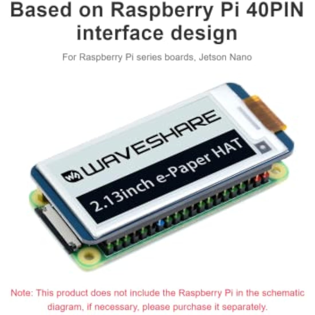 IBest 2.13inch E-paper Display HAT V4 Version 250x122 Resolution 3.3V/5V Two-Color e-ink Display epaper Screen for Raspberry Pi 4B/3B+/3B/Zero/Zero W/Zero WH, Partial Refresh, SPI Interface