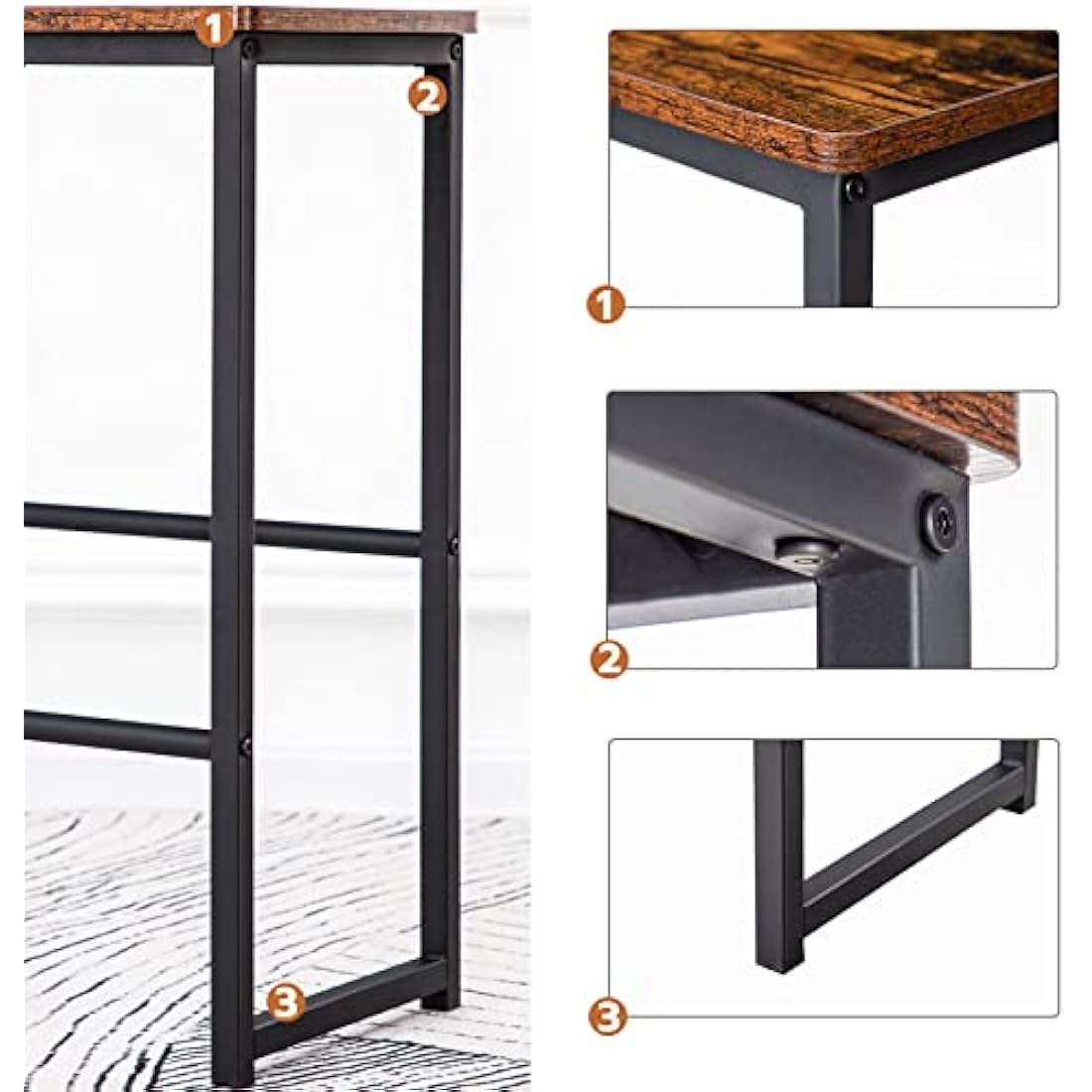 HOOBRO Bar Stools, Set of 2 Bar Chairs with Different Height Pedals, Black Steel Frame, for Living Room, Dining Room, Kitchen, Industrial Design, Rustic Brown EBF34BY01G1