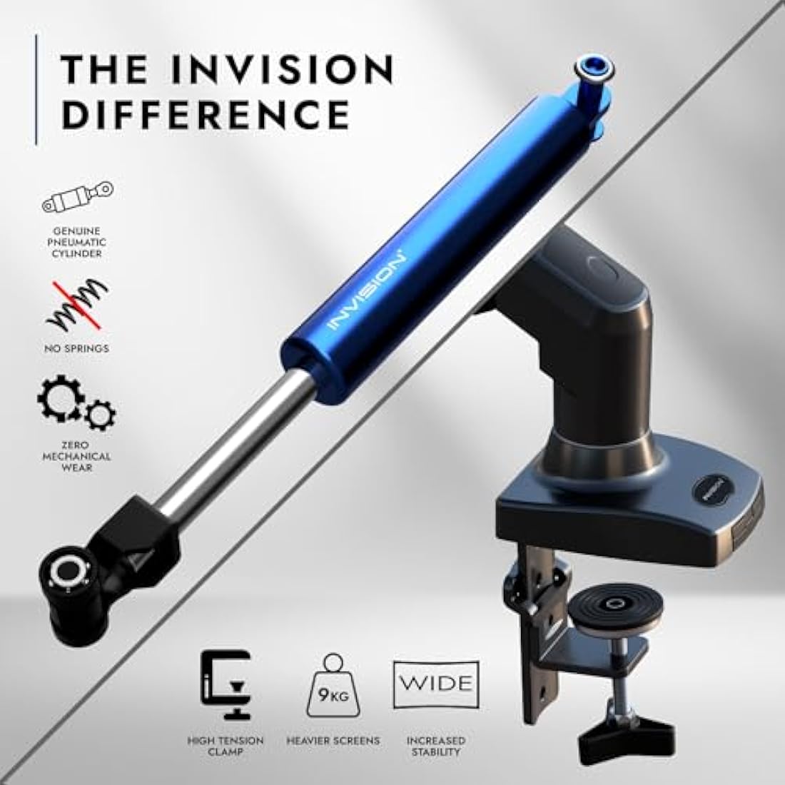 Invision Single Monitor Arm Desk Mount for 19-32 Inch Screens - VESA 75/100mm Stand Desk Clamp - Tool Free Height Adjustment with Tilt Swivel Rotate - Increased Load Capacity from 2-9kg (MX200)