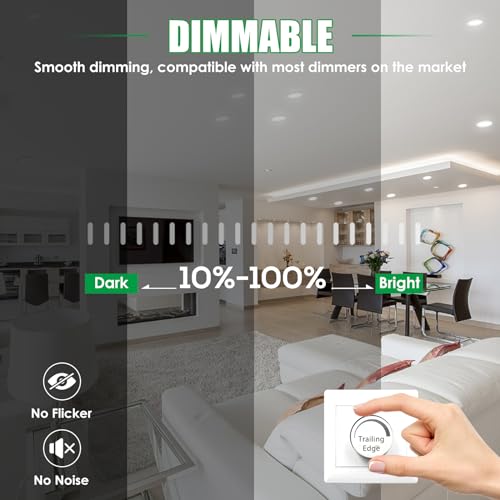 ALUSSO LED Downlights Ceiling Dimmable 7W IP65 Recessed Ceiling Lights 3000K Warm 4000K Neutral 6500K Adjustable Spotlights Ceiling Lights, Round