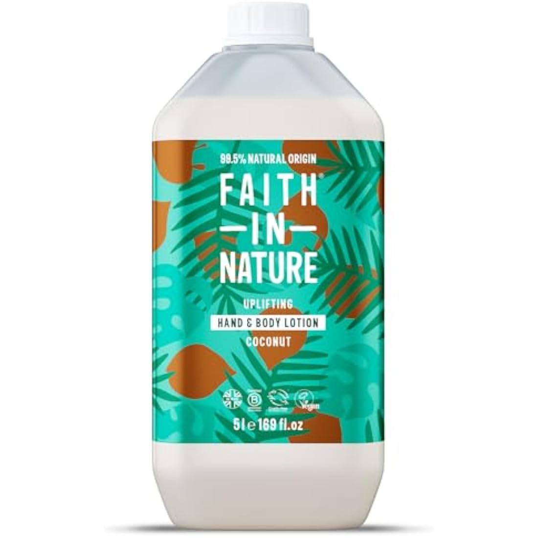 Faith In Nature Natural Coconut Hand & Body Lotion, Hydrating, Vegan & Cruelty Free, No SLS or Parabens, 5L Refill Pack