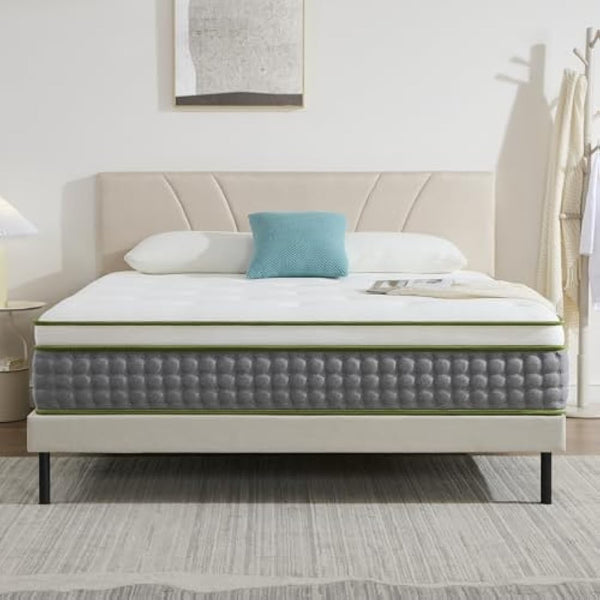 Hiimgo Single Mattress,Hybrid Pocket Spring & Memory Foam,10.6 inch Single Bed Mattress,Medium Firm with Breathable Knitted and Back Pain Relief,90x190x27CM