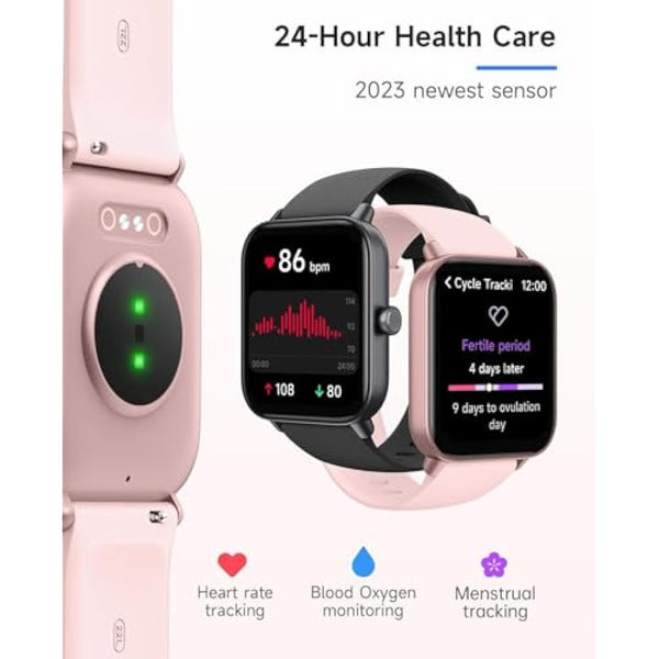 TOOBUR Smart Watch for Women Alexa Built-in, IP68 Waterproof Swimming, 1.8" Fitness Watch with Answer&Make Call/Heart Rate/Step Counter/Sleep Tracker/100 Sports, Compatible Android iOS