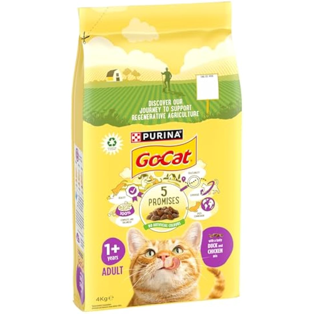GO-CAT Adult Chicken and Duck Dry Cat Food 4kg, Pack of 2