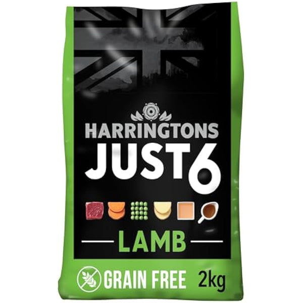 Harringtons Just 6 Complete Grain Free Hypoallergenic Lamb & Veg Dry Adult Dog Food 2kg (Pack of 4) - With Added Fresh Baked Bites