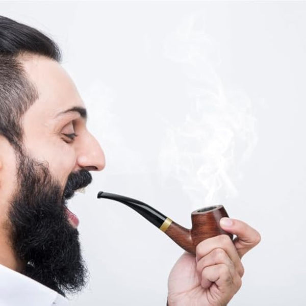 Joyoldelf Handmade Rosewood Tobacco Pipe - Wooden Smoking Pipe with Flat Bottom, Classic Pipe Set for Beginner and Pipe Lover with Gift Box and Accessories