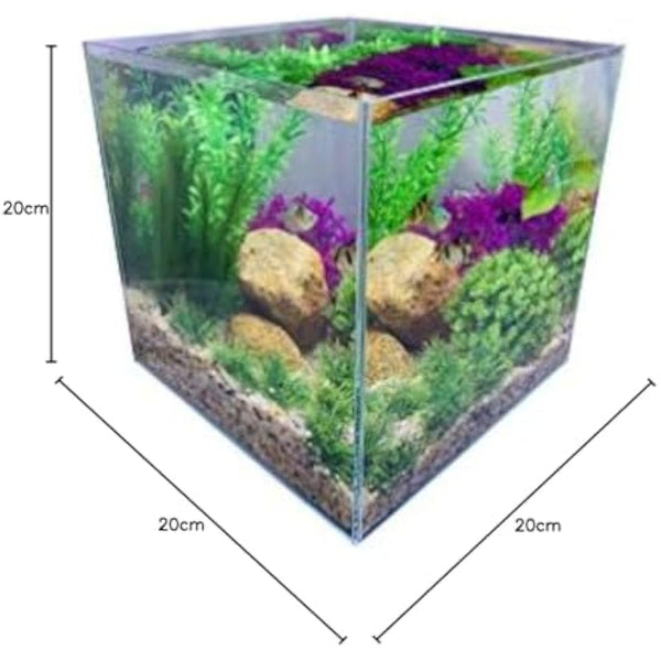 7 Litre Rimless Low Iron Glass Aquarium Tank (7.8" L × 7.8" W × 7.8" H / 20cm x 20cm x 20cm), Thickness Standard Jointed