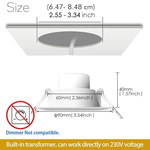 iLC Smart Recessed LED Downlights for Ceiling Lights, Work with Alexa (Echo Devices Required), 8W, 68-85mm CCT Color Temperature Turnable
