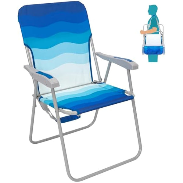 #WEJOY Folding Beach Chairs Lightweight Portable Garden Chair with Armrest Sturdy High Back Camping Chair for Outdoor Fishing Festival