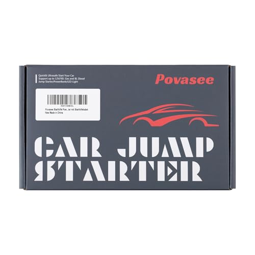 Povasee Jump Starter Power Pack, 3000A Car Battery Booster Jump Starter for 12V Vehicle, Car Jump Starter Power Bank with LED, 2 Quick Charge USB Outputs, Jump Pack with Jump Leads (10L Gas/8L Diesel)