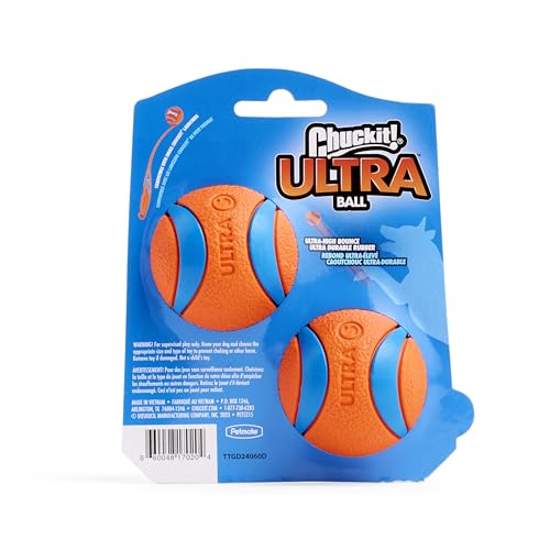 ChuckIt! Ultra Ball Dog Toy, Durable High Bounce Floating Rubber Dog Ball, Launcher Compatible Toy For Dogs, 2 Pack, Medium