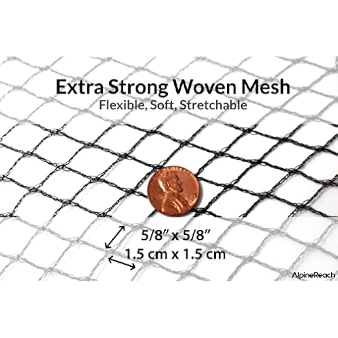 AlpineReach Garden Netting 2m x 20m Extra Strong Woven Mesh Bird Netting Heavy Duty Kit - Protect Plants & Fruit Trees Against Animals & Deer Fencing Protection - Reusable with Cable Ties, Black