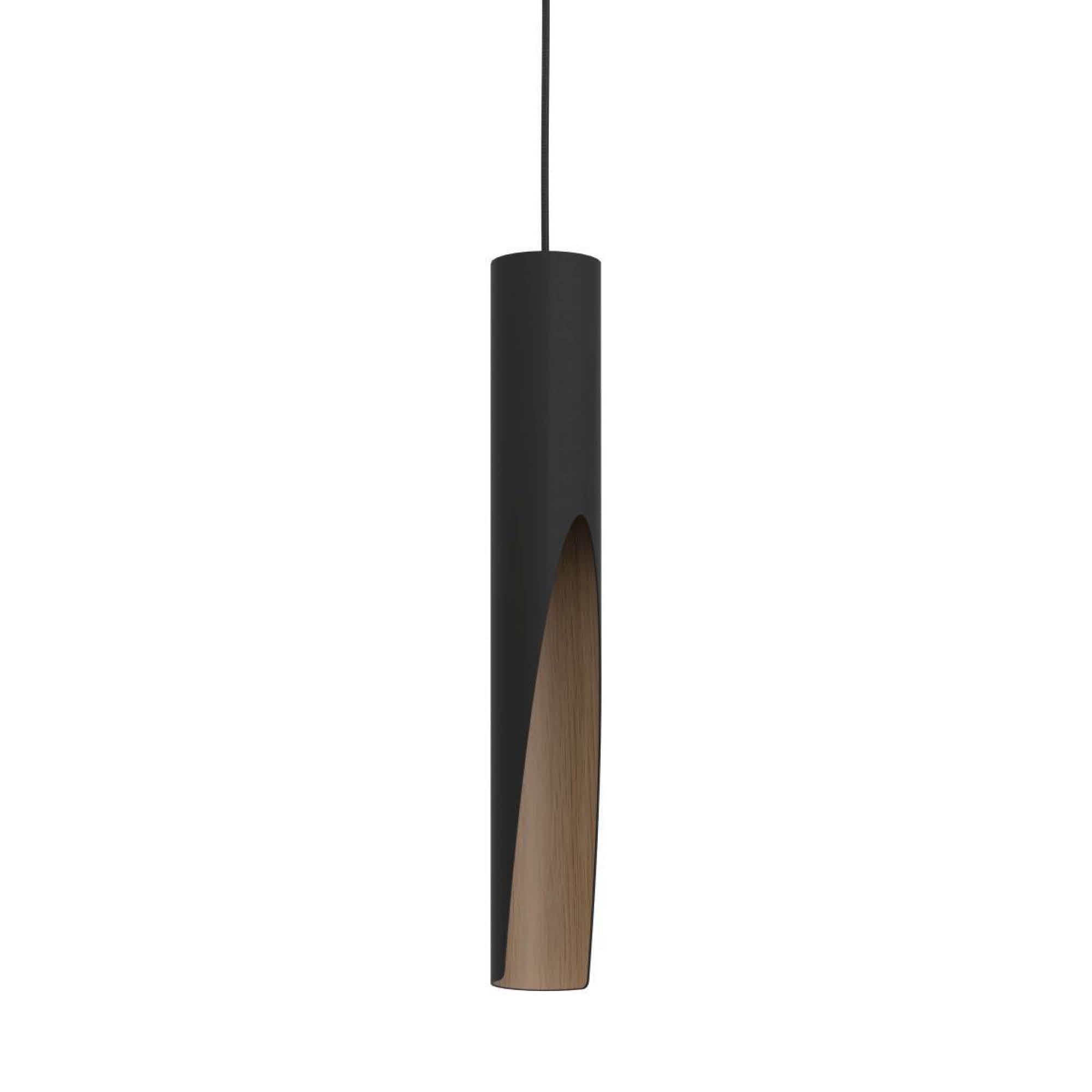 Eglo LED Pendant Lighting Barbotto, Hanging lamp with indirect Lighting, Metal Ceiling Light Fixture in Black and Wood Look, GU10 Bulb, Warm White,