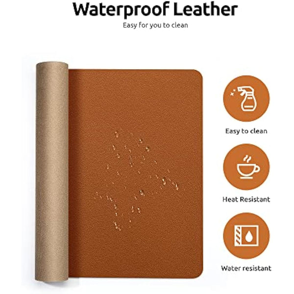 YSAGi Leather Desk Mat, Large Mouse Mat, Non-Slip Desk Pad, Waterproof PU Leather Table Protector Writing Pad for Office and Home (90 x 43 cm, Brown)
