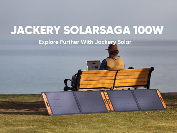 Jackery SolarSaga 100W Portable Solar Panel for Explorer 240/500/1000 Power Station, Foldable Monocrystalline Solar Cell Solar Charger with USB Outputs for Phones Off-Grid Home