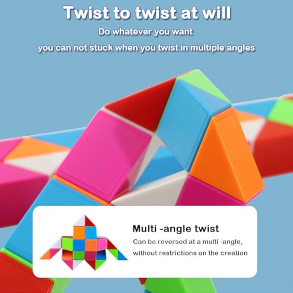 EACHHAHA Magic Snake 48 Parts - Christmas Stocking Fillers for Kids - Snake Cube Puzzle & Fidget Toys - Twist Puzzle Brain Teaser - Educational Toys & Party Bag Fillers (Rainbow*1)