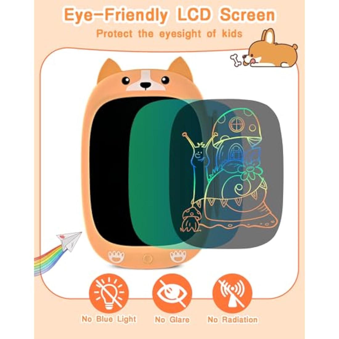 PINKCAT Toddler Toys Boys Girls Gifts, LCD Writing Tablet Kids Toys for 2 3 4 5 6 7 8 Year Old Baby Doodle Pad Educational Drawing Tablet Birthday (Yellow)