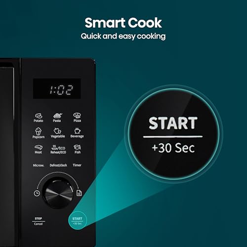 Hisense H23MOBSD1HUK 23 Litre 800W electronic Microwave with Auto Defrost, Digital Display, Smart Cook, Multi level cooking and Easy Clean- Black