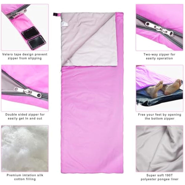 Agemore Ultra-light Warm Weather Rectangular Sleeping Bag, 75" L x 30" W, Lightweight Envelope sleeping bag for Outdoor Camping, Backpacking & Hiking - Fit for Kids, Teens and Adults