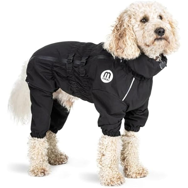 Mikki Doodles Dog Raincoat, Waterproof, Windproof, Silky Lining, Less Friction Means Less Knots & Tangles, Size Small, Black