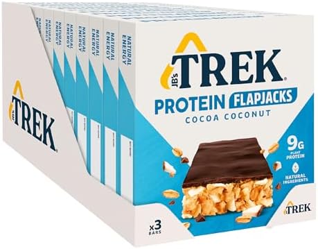 JB's TREK High Protein Flapjack Cocoa Coconut - Gluten Free - Plant Based - Vegan Snack - 50 g x 36 bars