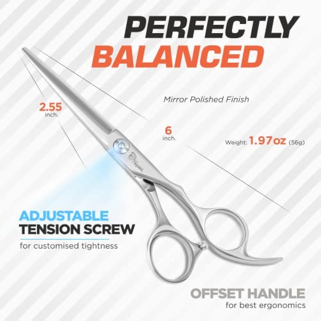 Fagaci Hairdressing Scissors Professional 6” Extremely Sharp Blades, Fine Cutting 440C Steel, Professional Hair Scissors for Women & Men, Barber Hair Cutting Shears