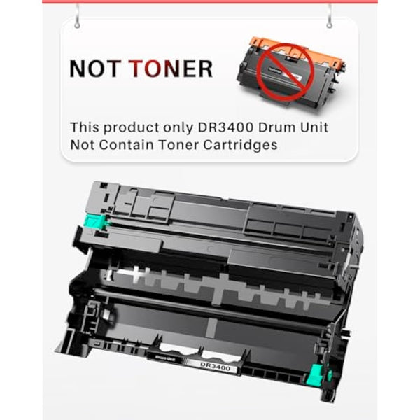 Halloya DR3400 Drum Unit for Brother DCP-L5500DN L6600DW HL-L5000D L5100DN L5100DNT L5200DW L6250DN L6300DW L6300DWT L6400DW L6400DWT MFC-L5700DN L5750DW L6800DW L6800DWT L6900DW (2 Pack)