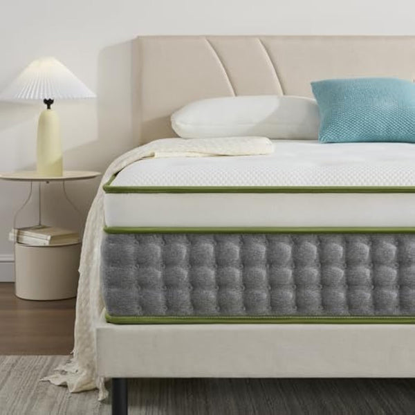 Hiimgo Single Mattress,Hybrid Pocket Spring & Memory Foam,10.6 inch Single Bed Mattress,Medium Firm with Breathable Knitted and Back Pain Relief,90x190x27CM